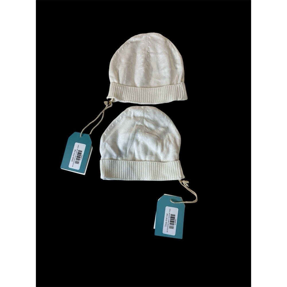2 NWT Viverano Organic Cotton Baby Knit Hat Cap White 3-6 Months Sustainable